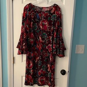 Roz & Ali Multicolor Floral Long Sleeve Dress